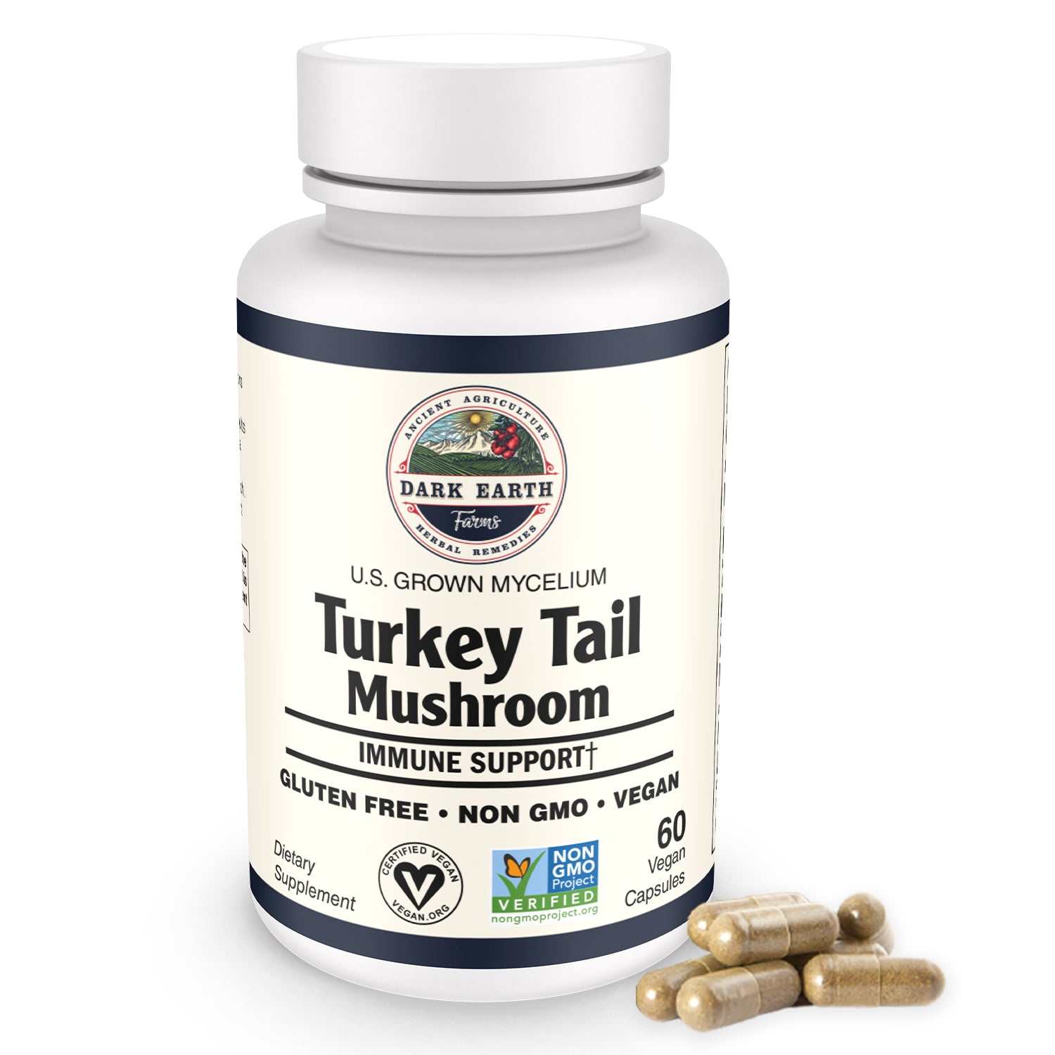 Organic Turkey Tail Mushroom Capsules by dark Earth Farms