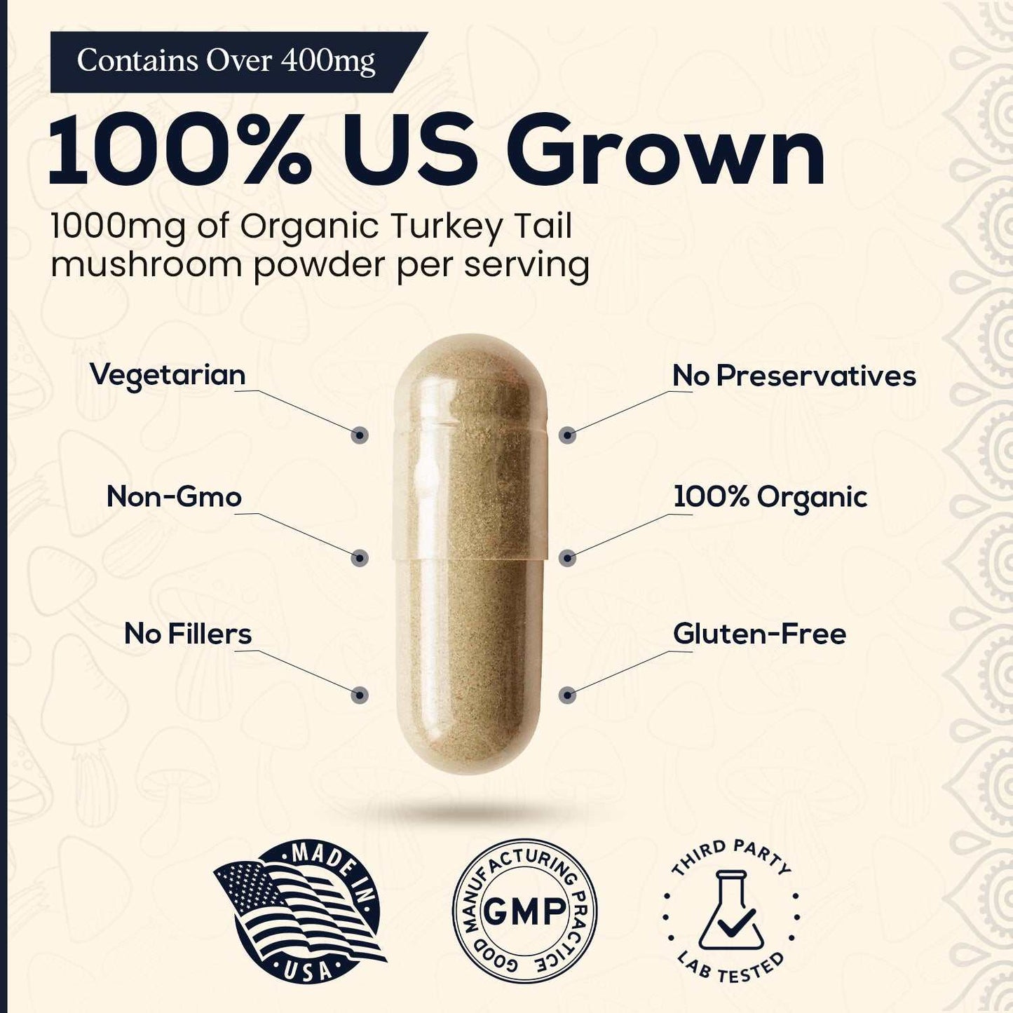 Organic Turkey Tail Mushroom Capsules by dark Earth Farms