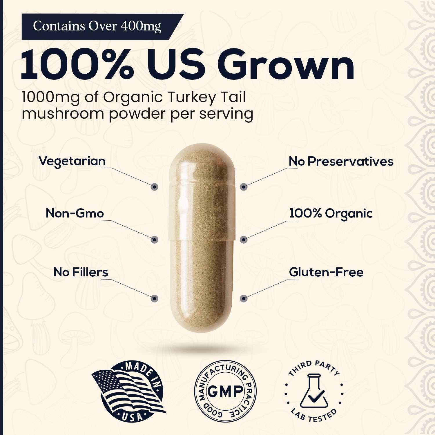 Organic Turkey Tail Mushroom Capsules by dark Earth Farms
